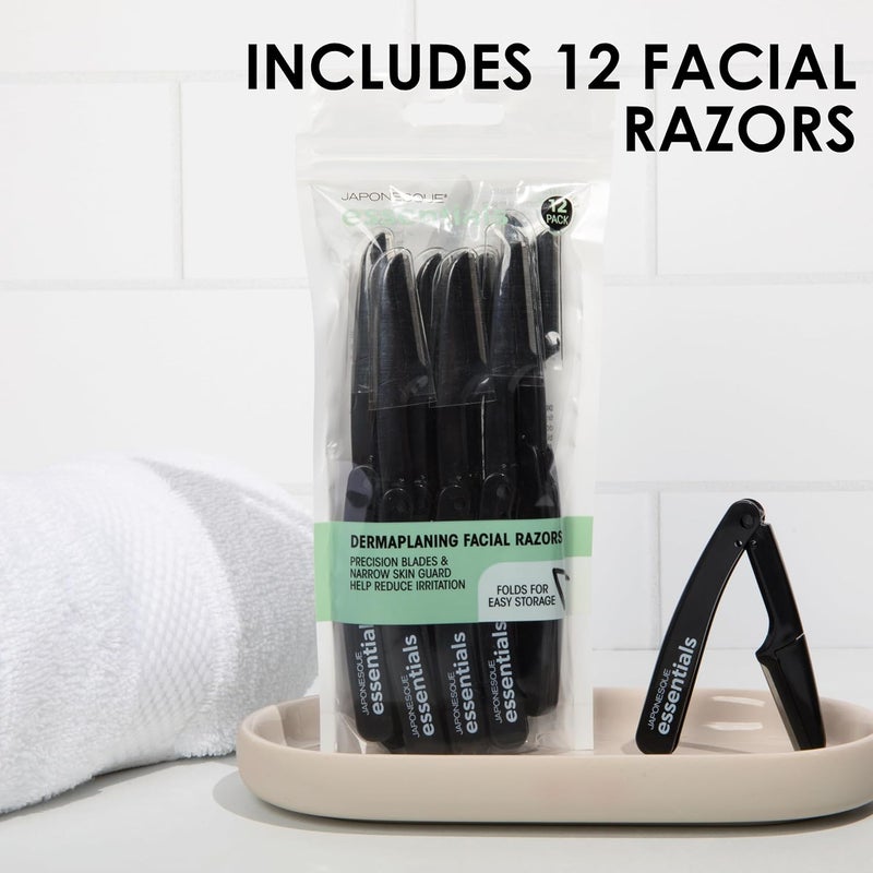 Japonesque Essentials Dermaplaner Facial Hair Razors 12 Pack – Precision Blades for Peach Fuzz Removal, and Eyebrow Shaping for Men & Women - Image 2